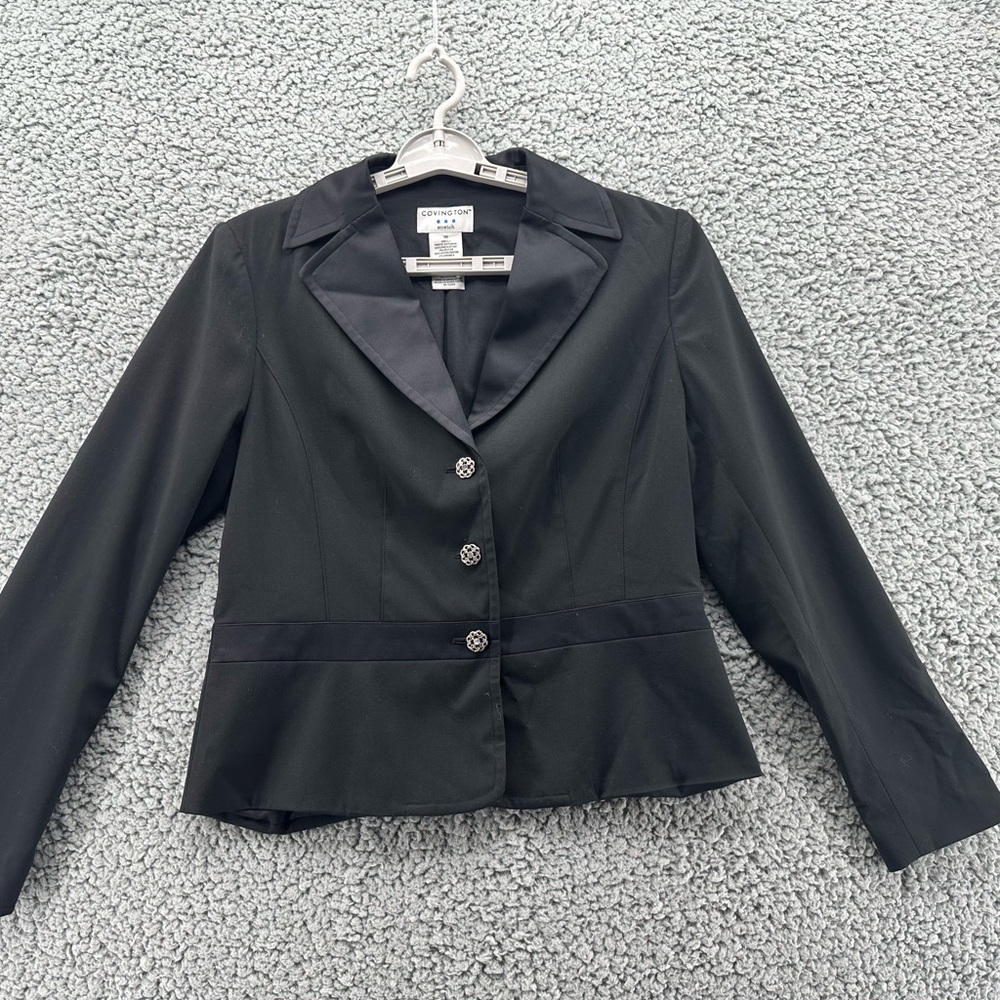 Convington Black Women's Blazer with Button Detail